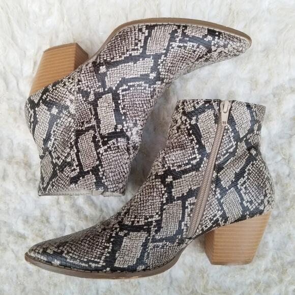 Snake Print Zip Ankle Boots Lulus x Matisse Spirit Size 7.5 Tan Synthetic Bootie - Picture 14 of 14